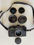 Canon F-1 + 2 obiektywy FD (50mm f/1.4 S.S.C. + 28mm f/2.8 S.C.)
