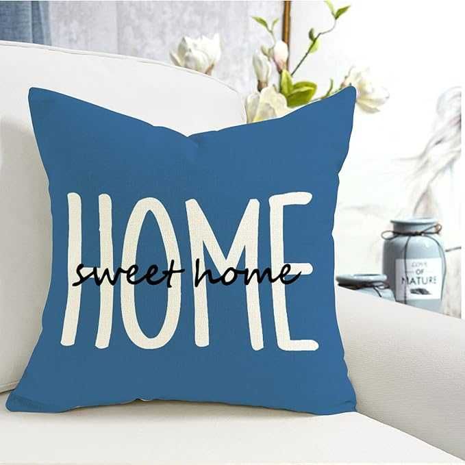 Poszewki na poduszki 50x50 cm, 4 sztuki, Lniane, Niebieskie