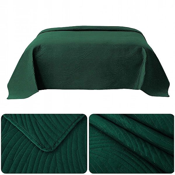 NARZUTA kapa pled 170x210 PIKOWANA tłoczona MIKROFIBRA Federico ZIELON