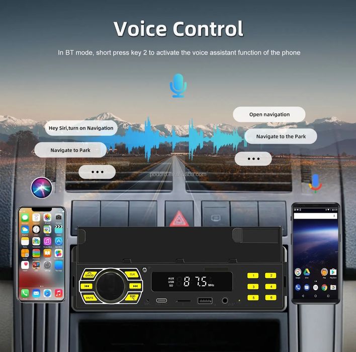 Rádio 1din MP3 Bluetooth FM SD AUX FM com base para telemóvel NOVO