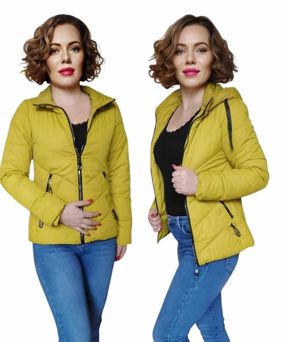 NOWA kurtka wiosenna damska kurtka PRZEJŚCIOWA MUSZTARDOWA ŻÓŁTA XL 42
