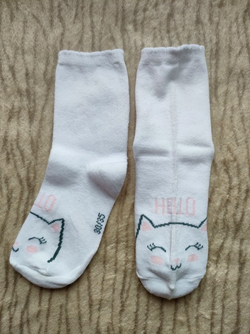 Białe skarpetki 30-35 skarpetki kotki skarpety koty hello cat socks