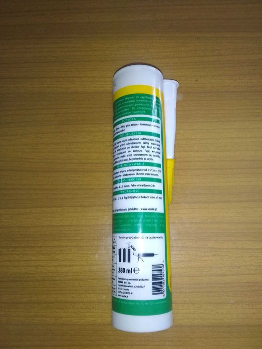 Akryl Uniwersalny SOUDAL ściany sufity BIAŁY 280ml.