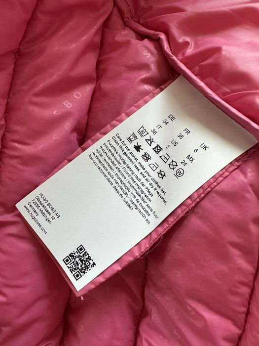 Długa kurtka płaszcz Hugo Boss S XS M ciepła nowa różowa