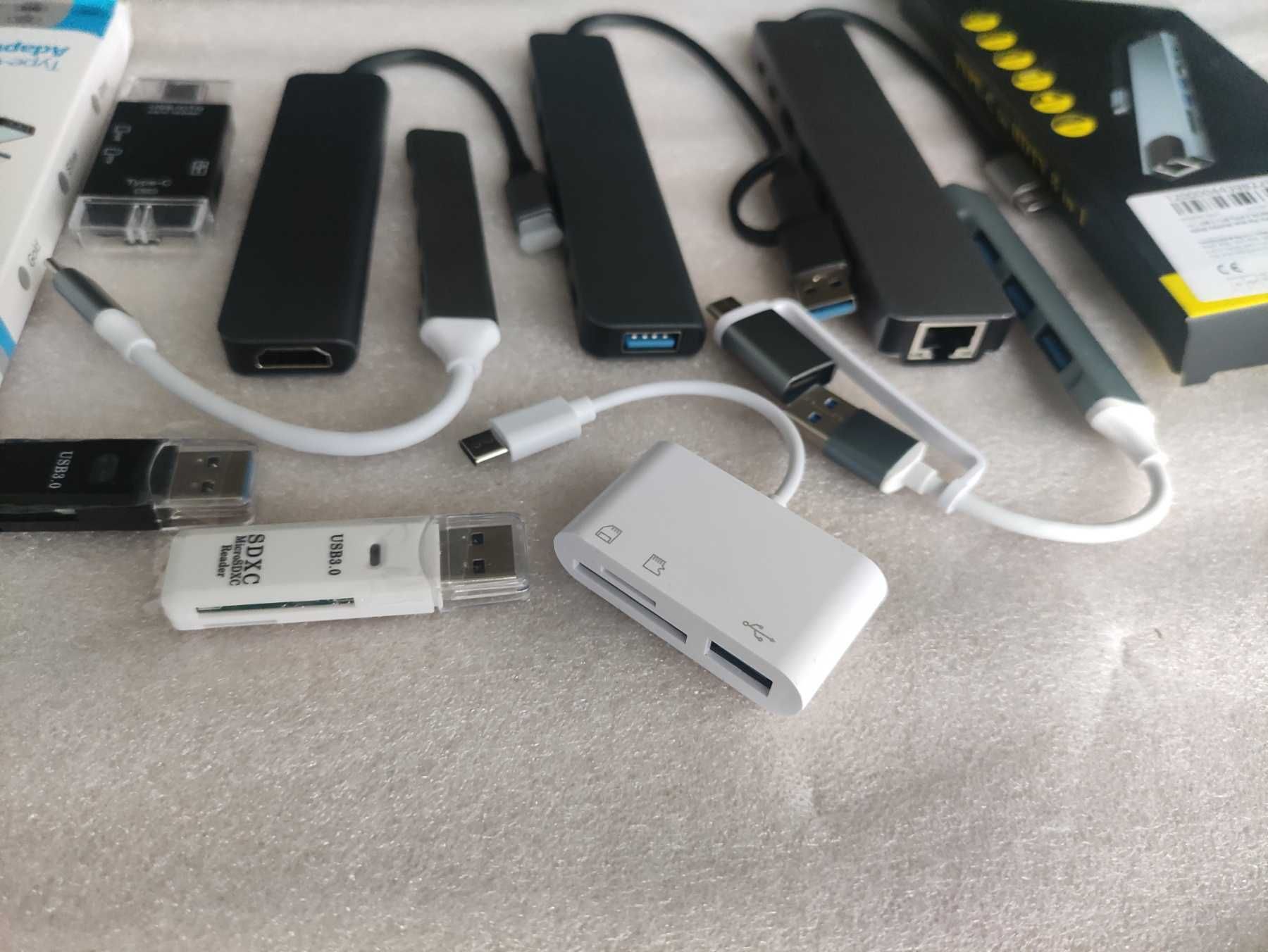 Хаб Адаптер USB 3.0 Type-C HDMI LAN Jack 3.5 Картридер SD TF Macbook