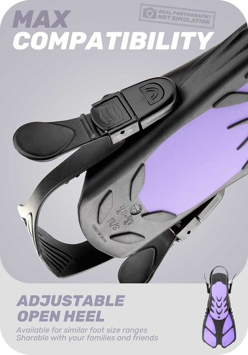 Płetwy do nurkowania CAPAS, regulowane, rozmiar L/XL, 42-47, fioletowe