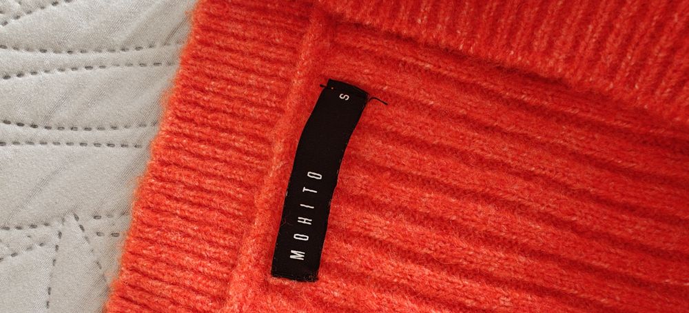 Pomarańczowy kardigan z domieszką wełny roz S Mohito