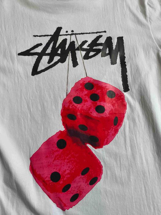 Stussy Męska Biała Koszulka z Nadrukiem M