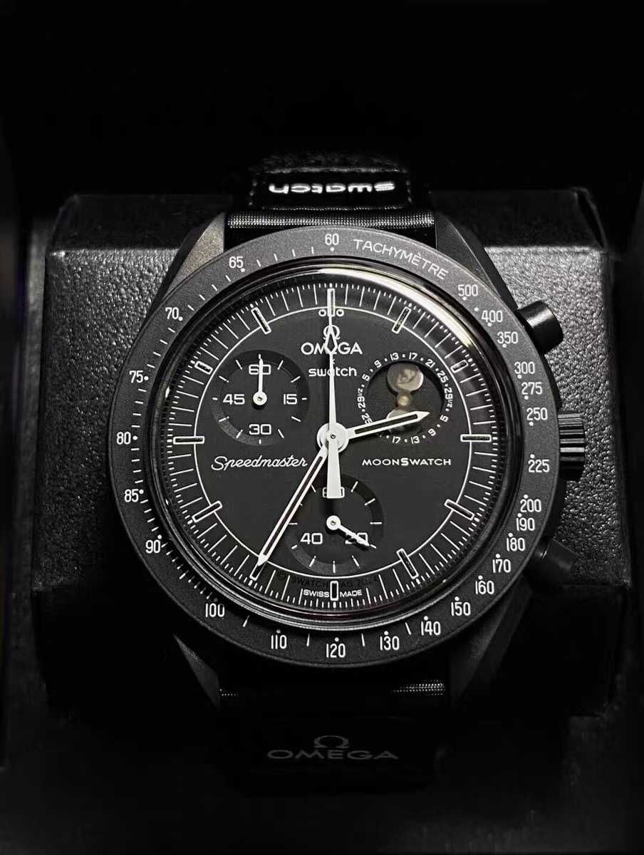 Swatch x Omega Bioceramic Moonswatch Mission To Moonphase Snoopy Black