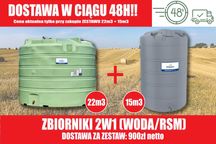 ZESTAW 22+15 Zbiornik na RSM nawóz płynny i wodę KINGSPAN SWIMER