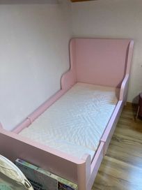Łóżko z IKEA BUSUNGE 80x200, różowe z materacem