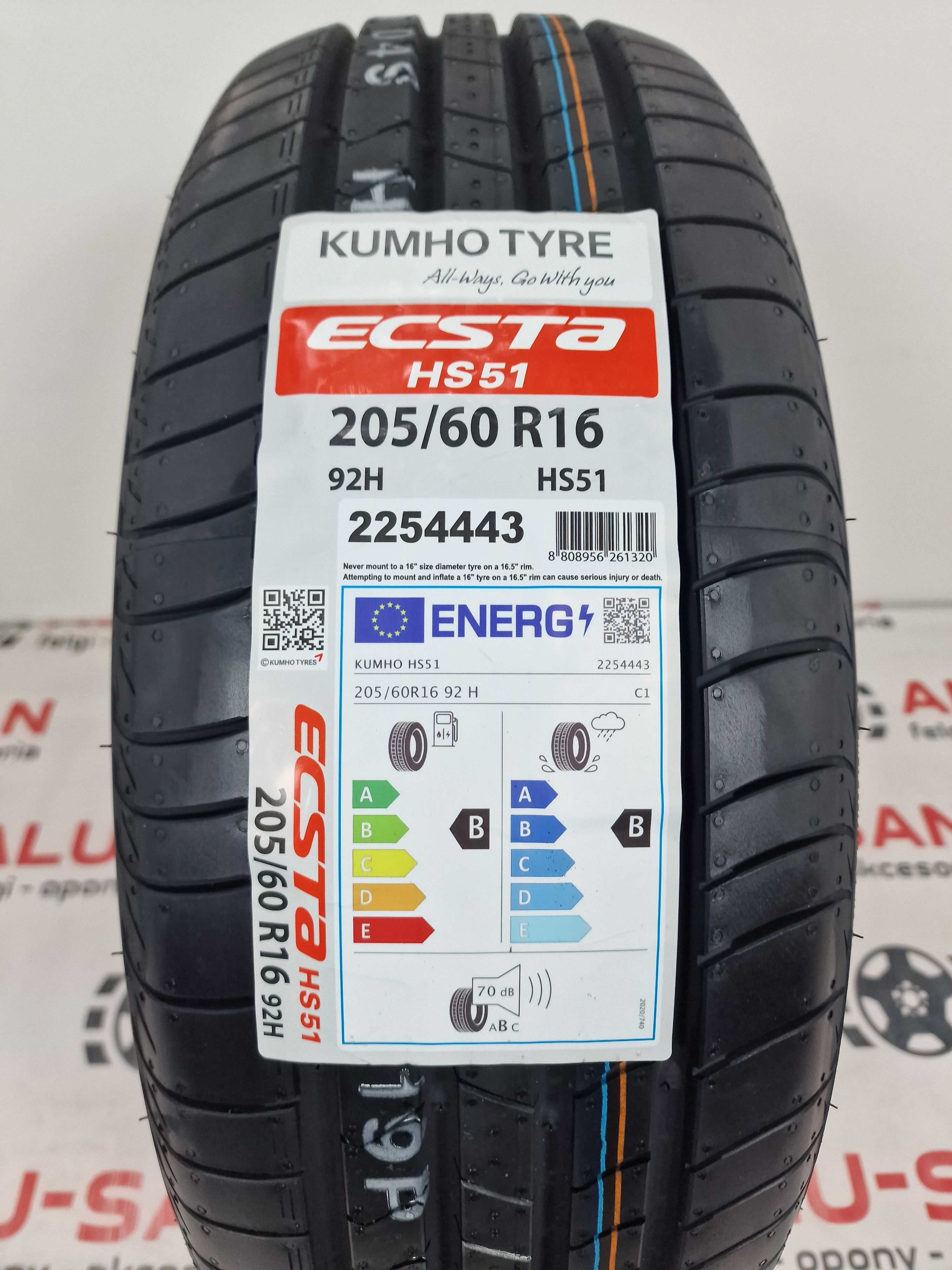 NOWE letnie OPONY 205/60R16 - KUMHO ESTA HS51 - Montaż Gratis