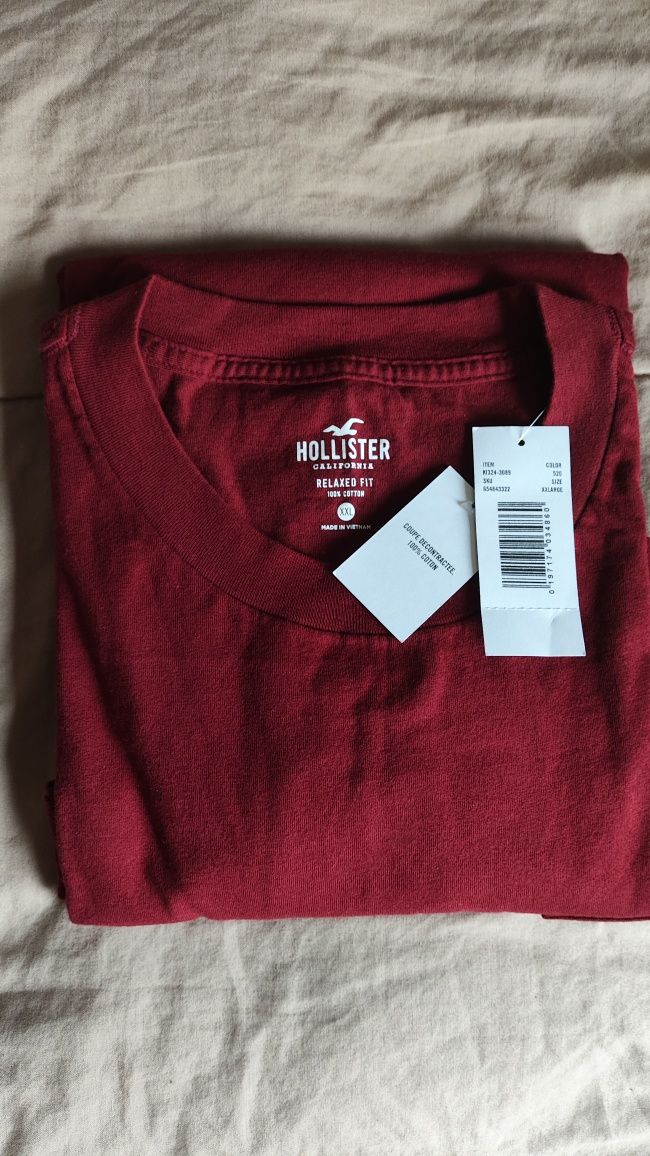 Hollister burgundowy t-shirt XXL