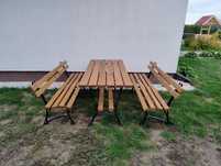Meble ogrodowe metal drewno zestaw