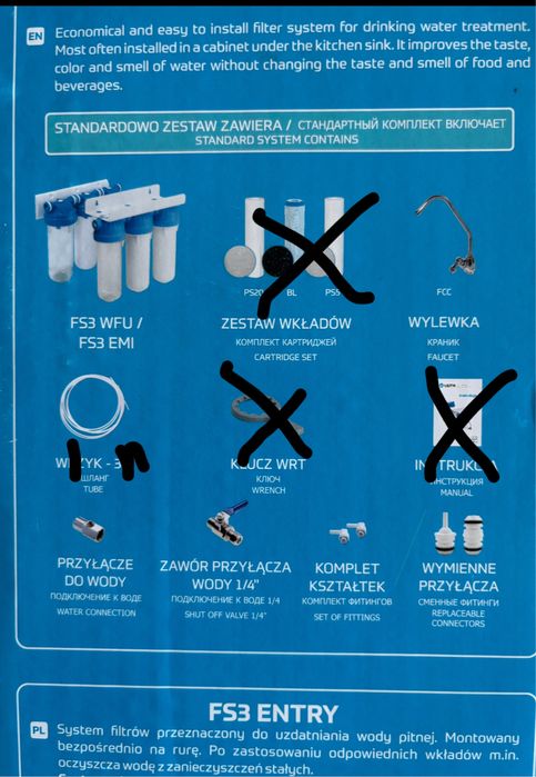 Zestaw podzlewozmywakowy – trzystopniowy filtr AQUA FS3 EMI USTM