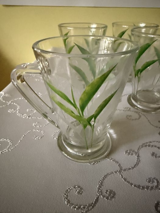 Szklanki Tetley Quality Tea 200 ml Oryginalne 6szt z zielonym motywem