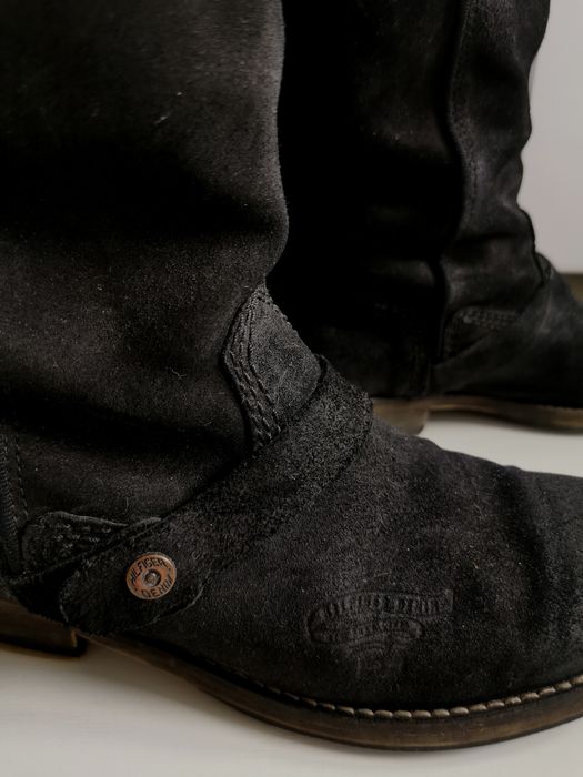 Tommy Hilfiger r. 37 skóra naturalna zamsz czarne kozaki do kolan