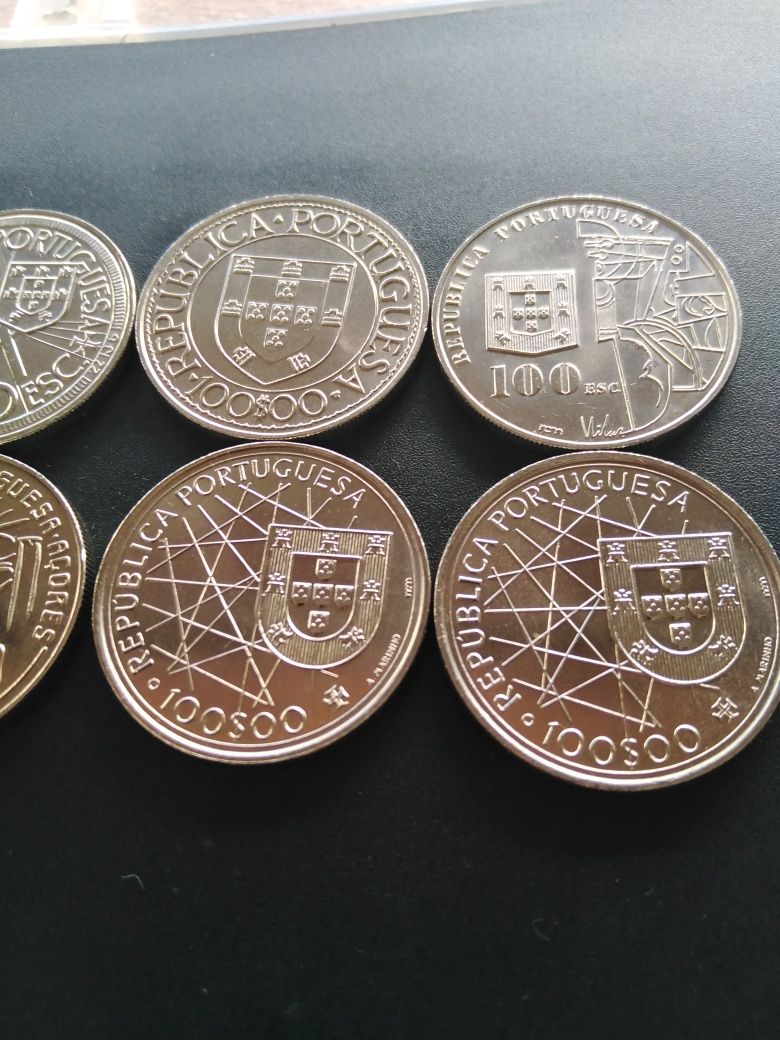 10 moedas comemorativas de 100 escudos