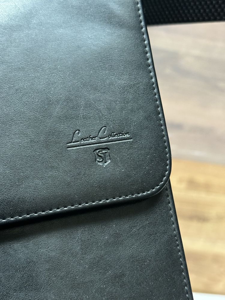 Teczka aktówka czarna skórzana męska Leather Colection ST