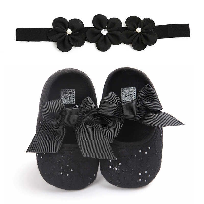 Czarne buciki niemowlęce niechodki  z opaską 18-11cm