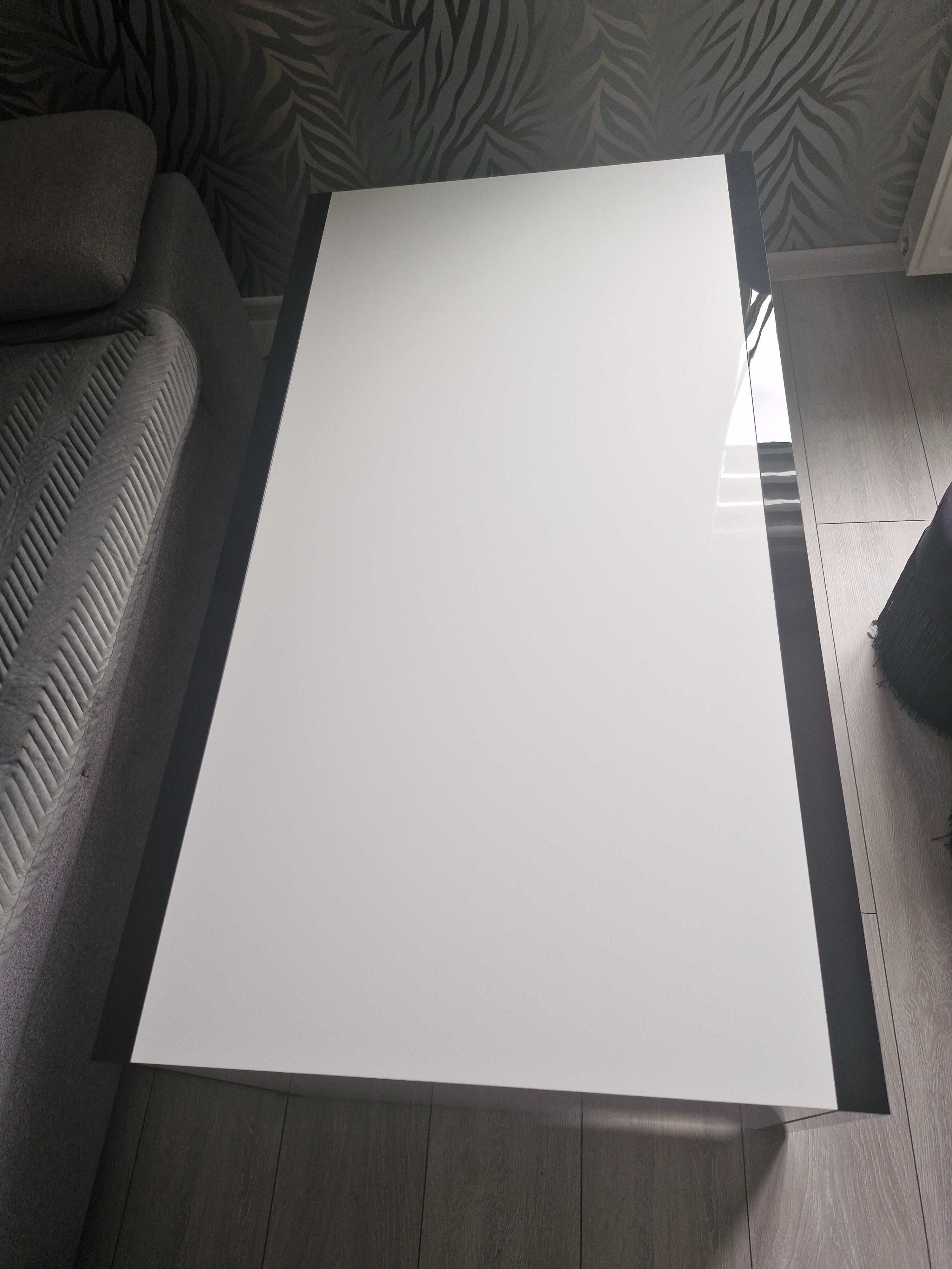 Stolik kawowy/ława połysk biało czarny 120 cm