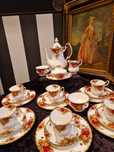 Serwis Kawowy ROYAL ALBERT Bone China MOSS ROSE
