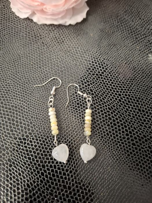 Kolczyki handmade srebro wykonane z naturalnych kamieni topaz