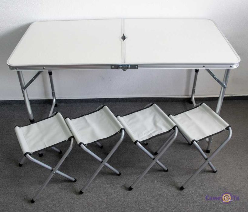 Стіл для пікніка, кемпінгу туризму саду, 4 стільці світле дерево