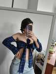 Crop top krata tuba koszula kratka M