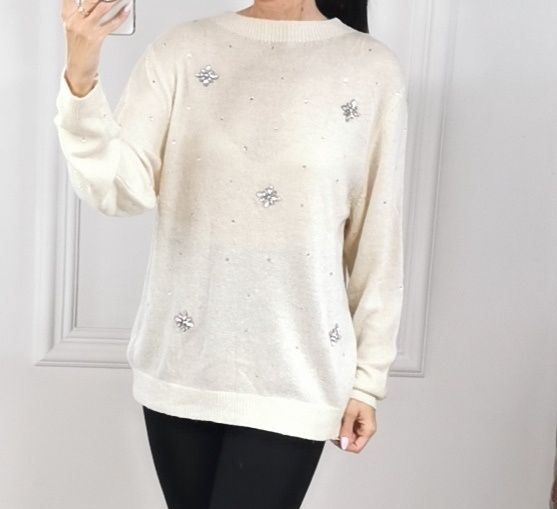 Zara Sweter Damski z cyrkoniami L