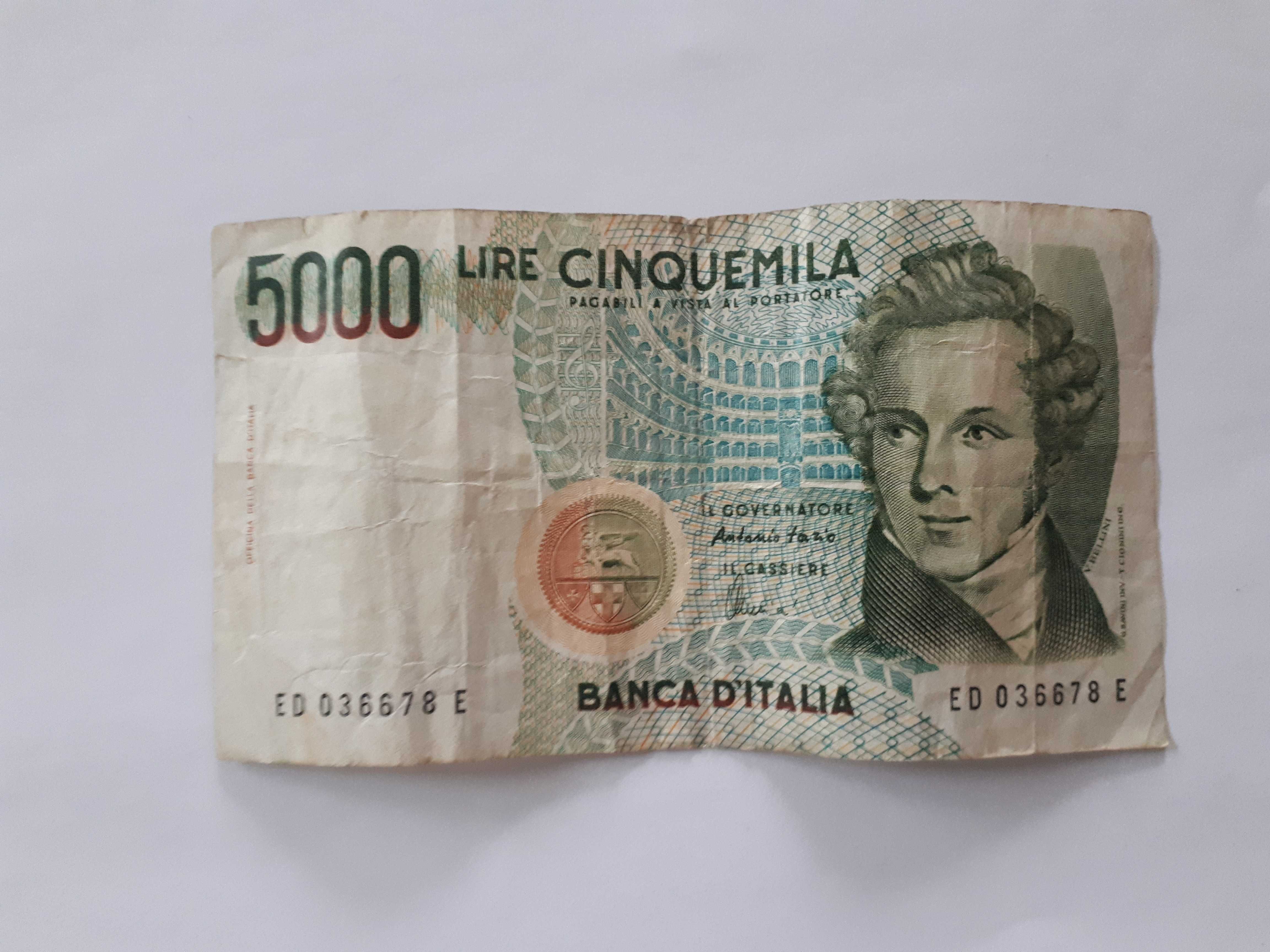 Banknot 5000 lirów 1985