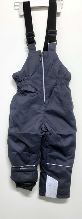 Spodnie narciarskie 12 lat grafitowe na sanki, nieprzemakalne odblask