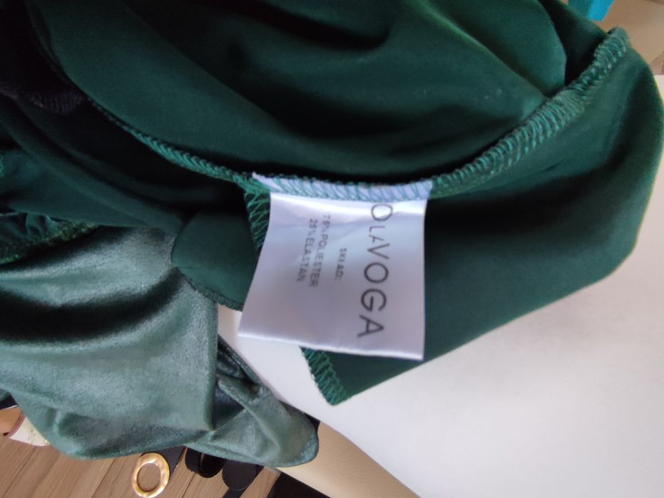 Spodnie damskie, zielone, logowany ściągacz Olavoga,imitacja skóry,