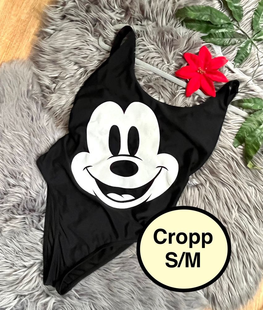 Cropp kostium kąpielowy jednoczęściowy S/M czarny z nyszka miki