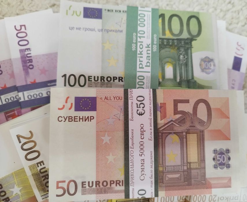 Доллары 100$ сувенирные деньги Евро и Гривны Сувенірні гроші