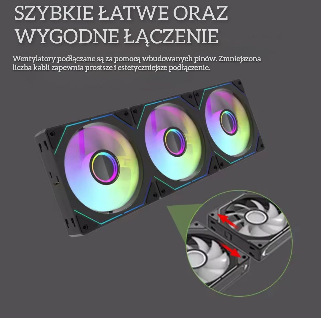 Wentylatory zestaw 120mm  Aigo AS12 modular rewers czarny 3 szt aRGB P