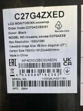Monitor Aoc 27" C27G4ZXE