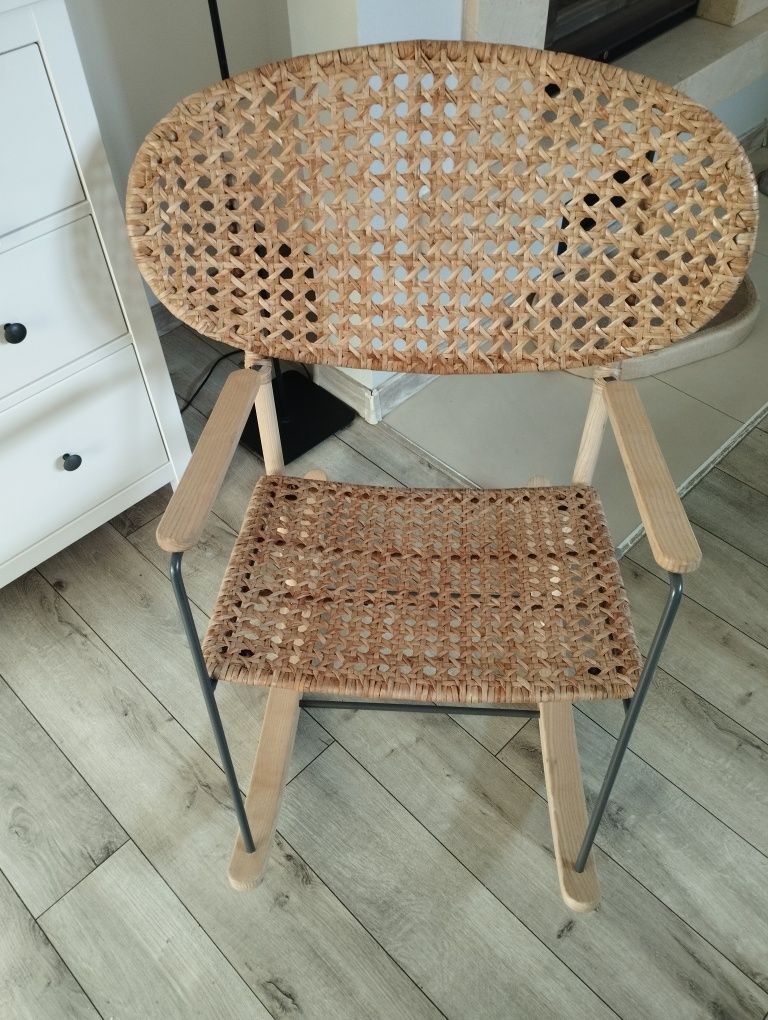 Ikea gronadal krzesło bujane, drewniane rattan, styl boho
