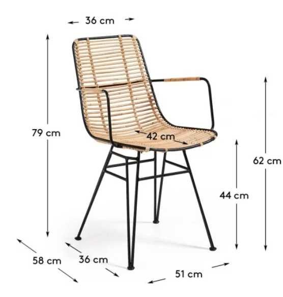 zz587, zz588 Krzeslo do jadalni Ashanti rattan naturalny/metal czarny