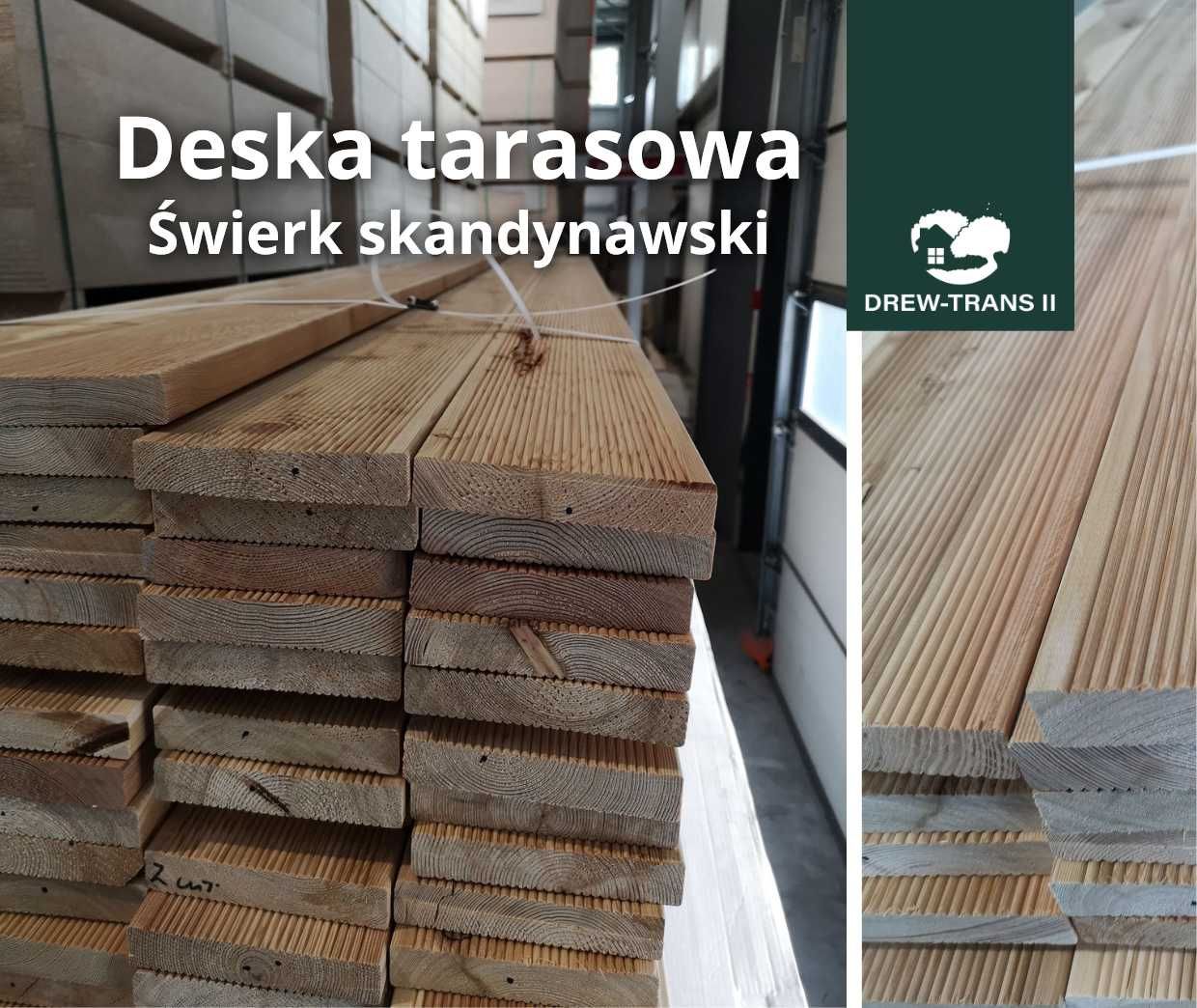 Deska tarasowa drewniana ryflowana 27x145x4000 świerk skandynawski
