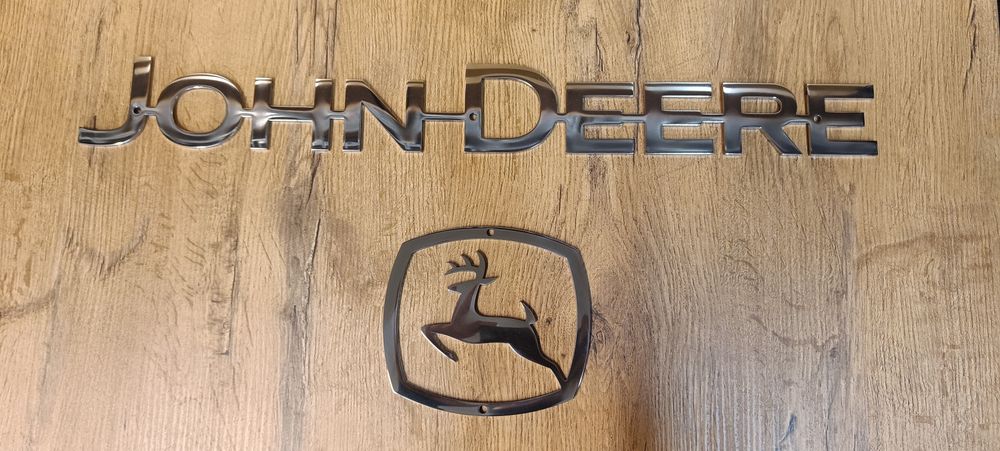 Napis na obciążnik John Deere 60cm + logo emblemat znaczek stal 4mm