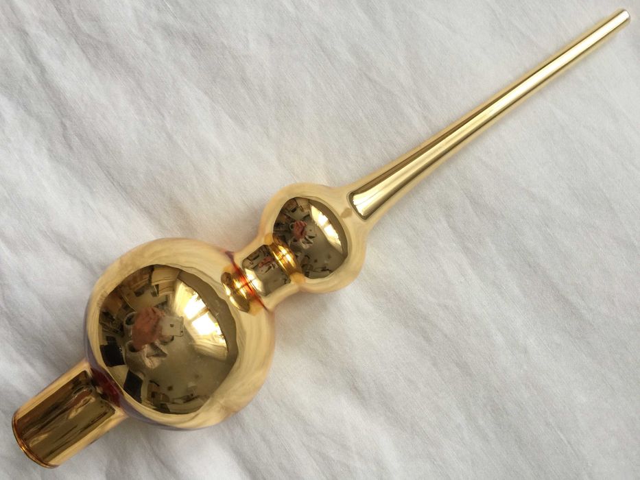 Szklany SZPIC na Choinkę Złoty Czub 26 cm Stary