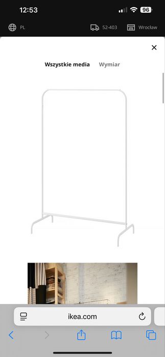 Wieszak stojak na ubrania 2 sztuki Ikea Mulig biały garderoba