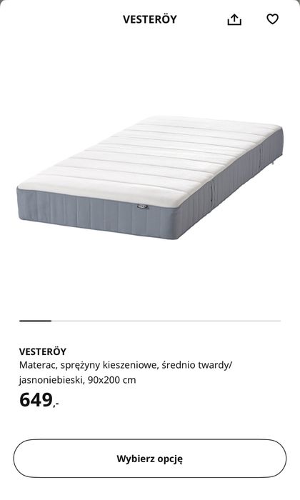 Łóżko ikea slakt nowy materac kieszeniowy 2w1slakt