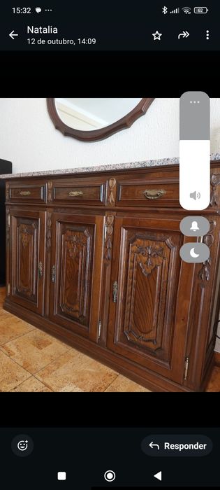 Mobília de sala em madeira maciça de nogueira