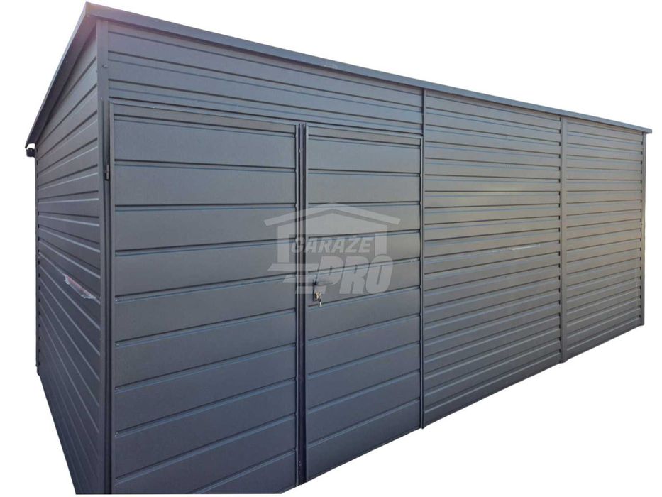 Schowek - Domek Ogrodowy 6x2,5m - Brama  dach spad w tył  rynna GP620