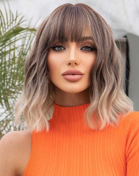 peruka bob grzywka włosy blond ombre karnawał