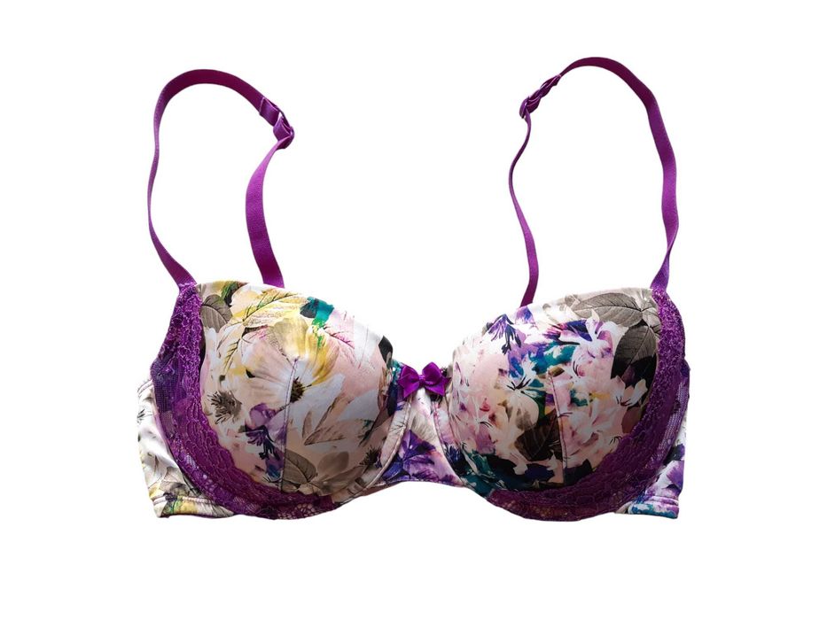 Stanik biustonosz 70C Hunkemöller wzór kwiaty koronka bielizna damska