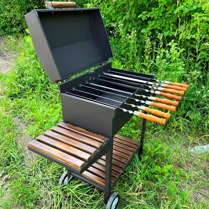 Автоматичний мангал Люкс, Мангал з підставкою для дров і кришкою