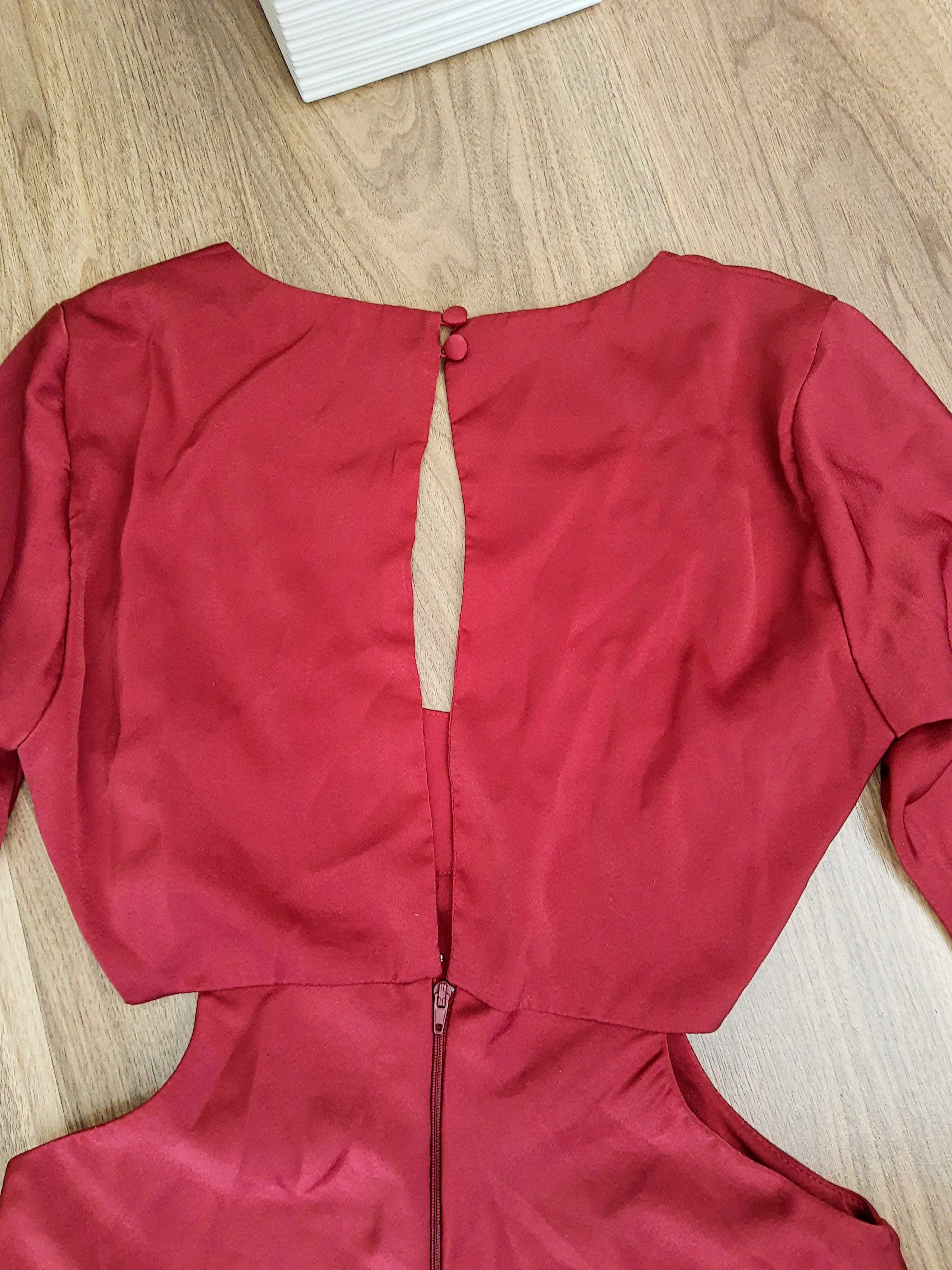 Koktajlowa sukienka imprezowa elegancka satynowa